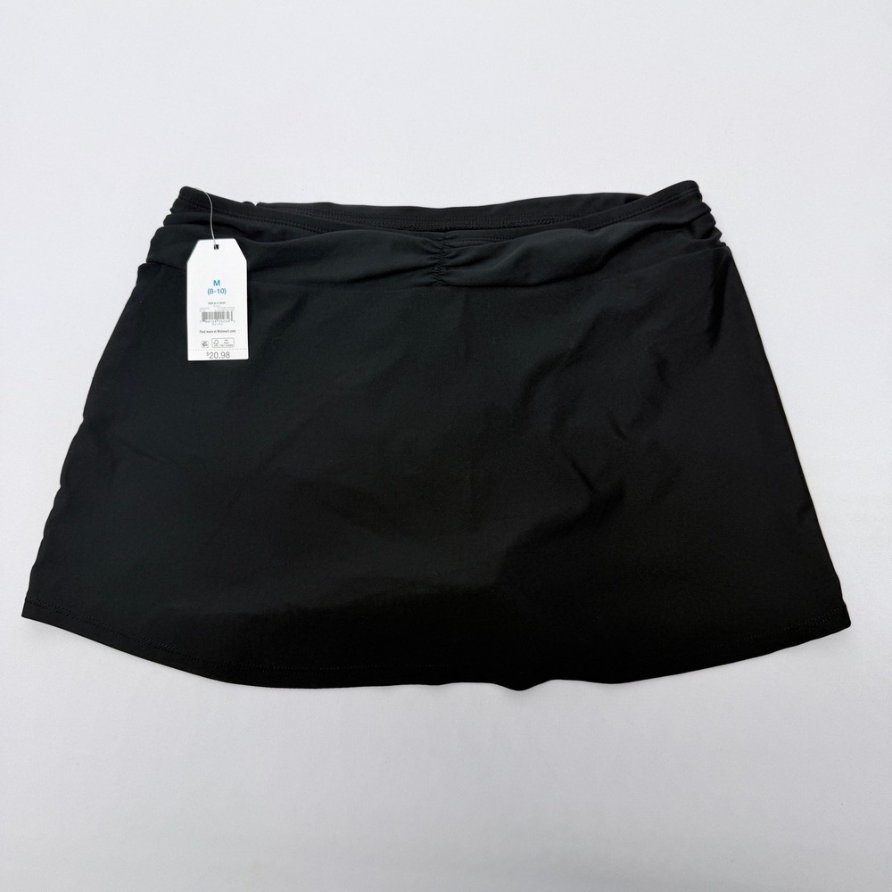 Time and Tru Black Side Slit Swim Skirt Medium 8-10 Ruched Gold Bead New - Picture 2 of 6